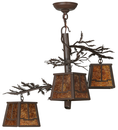 28"W Pine Branch Valley View 3 Lt Chandelier