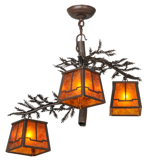 28"W Pine Branch Valley View 3 Lt Chandelier