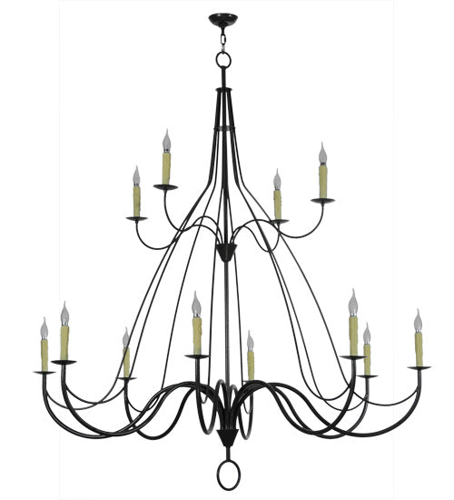 68" Wide Bell 12 Light Two Tier Chandelier