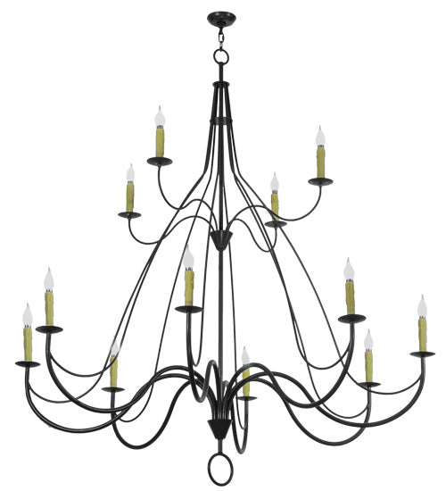 68" Wide Bell 12 Light Two Tier Chandelier