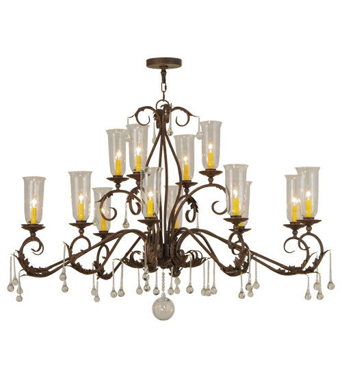 62" Long Windsor 14 Light Oblong Chandelier