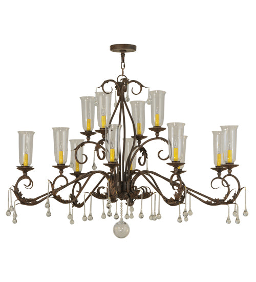 62" Long Windsor 14 Light Oblong Chandelier