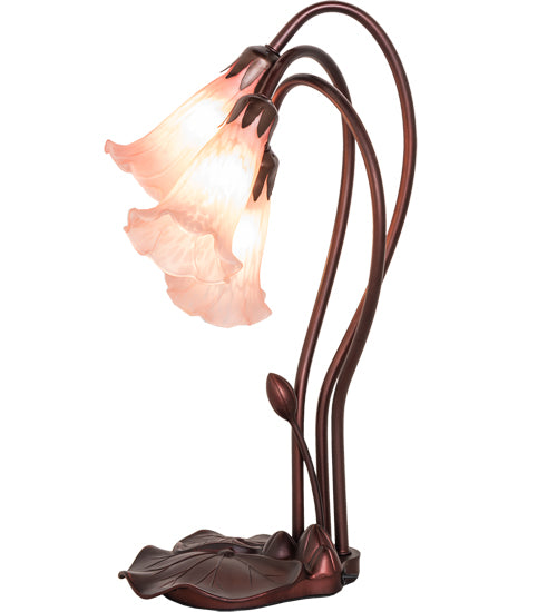 16" High Pink Tiffany Pond Lily 3 Light Accent Lamp