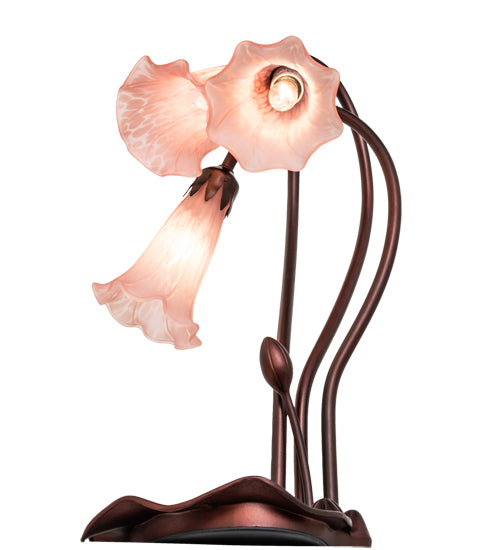 16" High Pink Tiffany Pond Lily 3 Light Accent Lamp