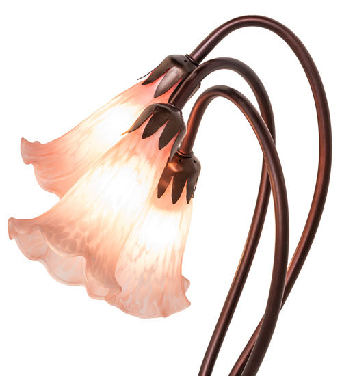 16" High Pink Tiffany Pond Lily 3 Light Accent Lamp