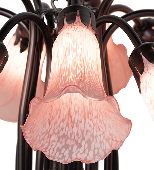 24" Wide Pink Tiffany Pond Lily 12 Light Chandelier