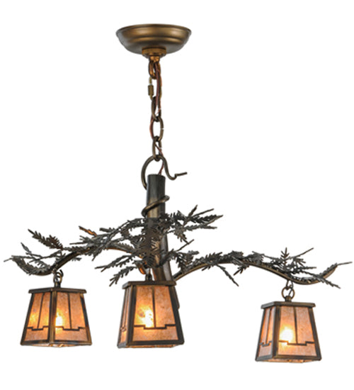 24"W Pine Branch Valley View 3 Lt Chandelier