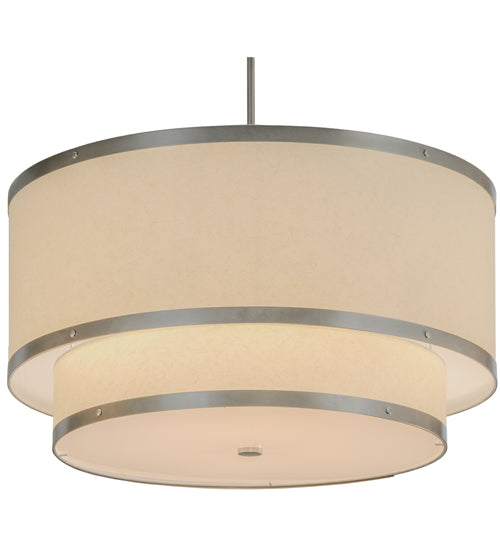 30"W Cilindro Eggshell 2 Tier Textrene Pendant