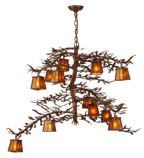 48"W Pine Branch 12 Lt Chandelier