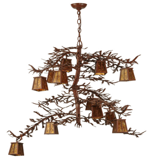 48"W Pine Branch 12 Lt Chandelier