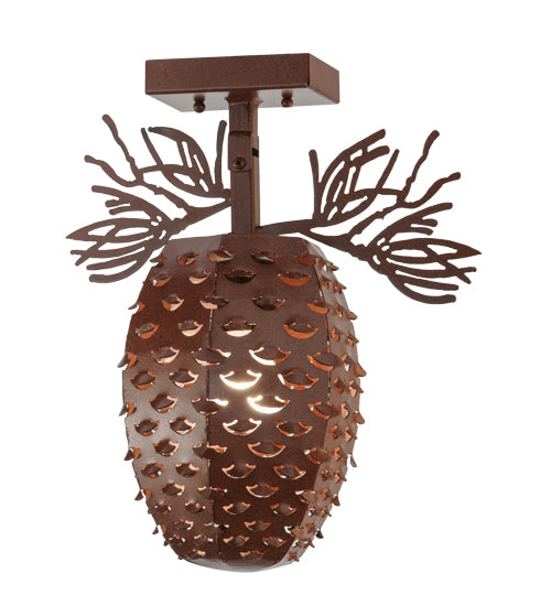 14" Wide Stoneycreek Pinecone Semi-Flushmount