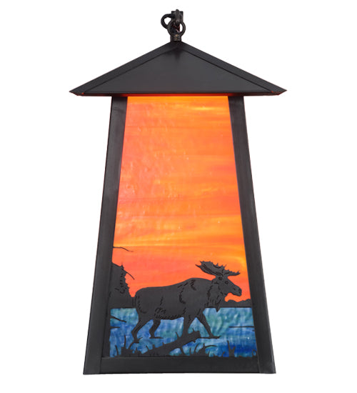 10" Wide Stillwater Moose At Lake Curved Arm Wall Sconce