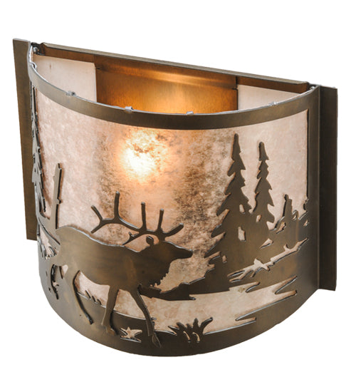 12" Wide Elk At Lake Wall Sconce