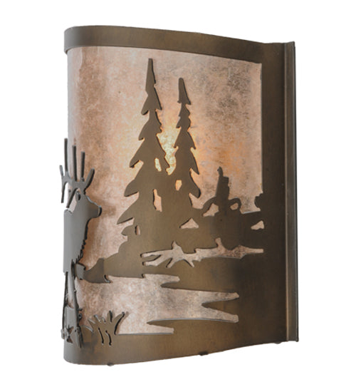 12" Wide Elk At Lake Wall Sconce