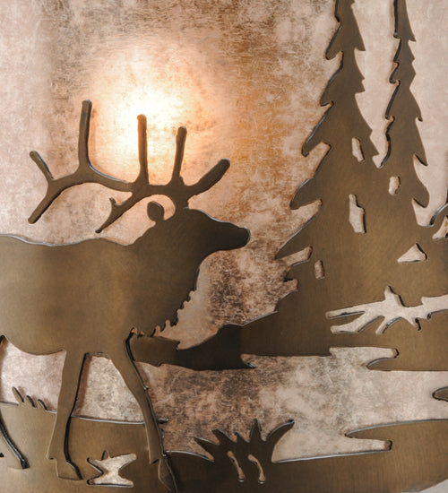 12" Wide Elk At Lake Wall Sconce