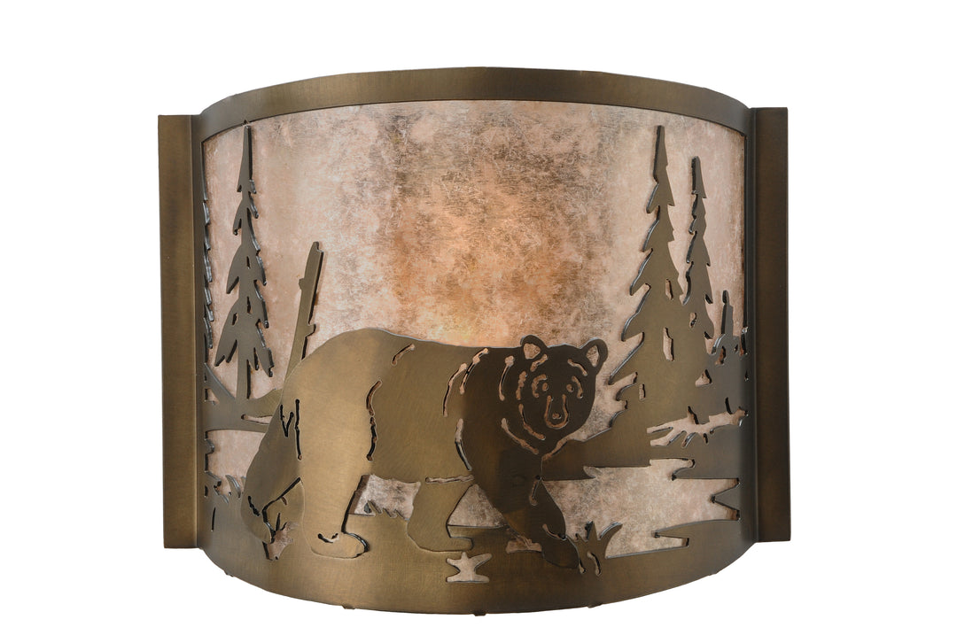 12" Wide Bear At Lake Wall Sconce