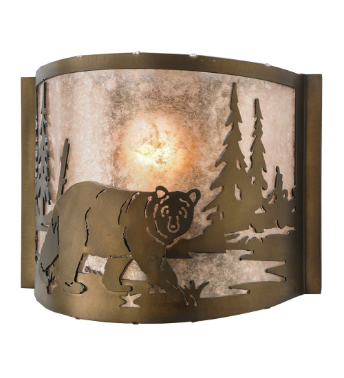 12" Wide Bear At Lake Wall Sconce