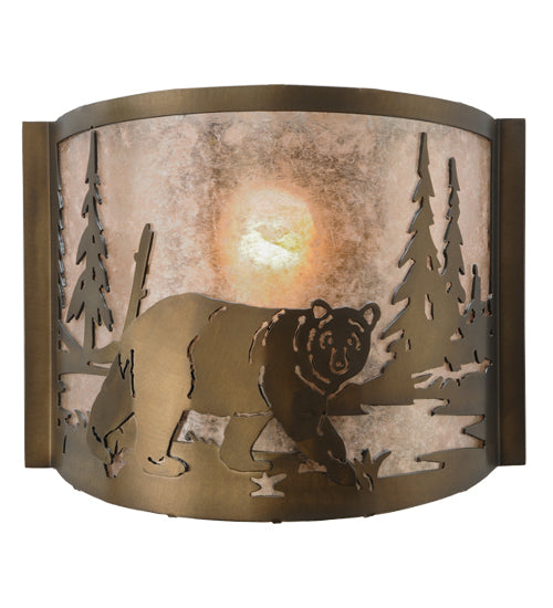 12" Wide Bear At Lake Wall Sconce