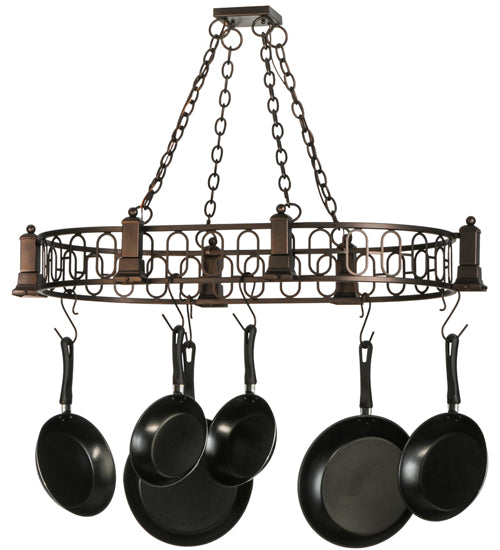 43" Long Revival Deco 6 Light Pot Rack