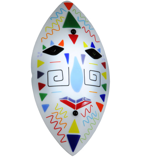 9"W Tribal Mask Fused Glass Wall Sconce