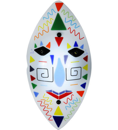 9"W Tribal Mask Fused Glass Wall Sconce