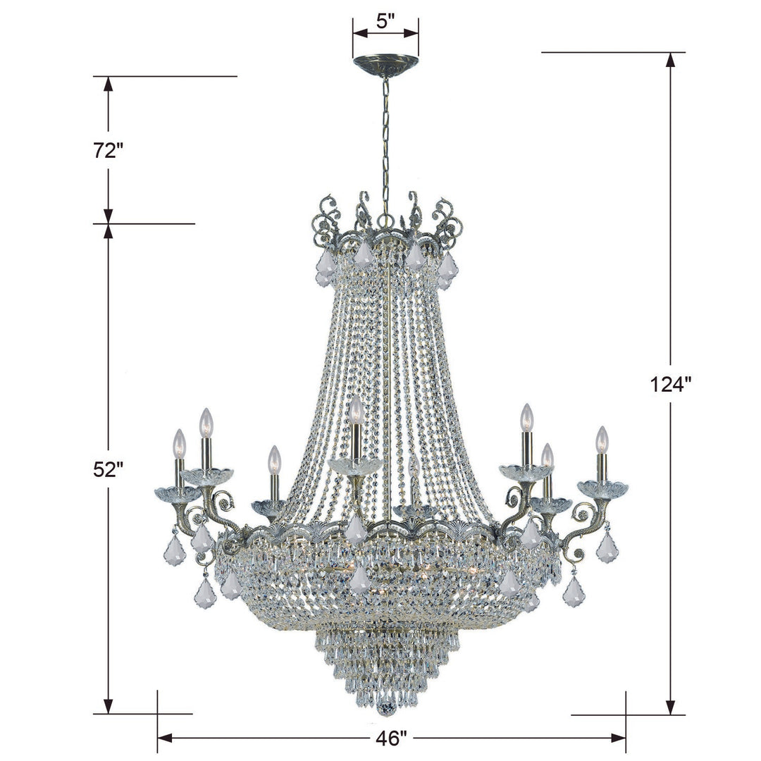 Crystorama Majestic 20 Light Spectra Crystal Historic Brass Chandelier