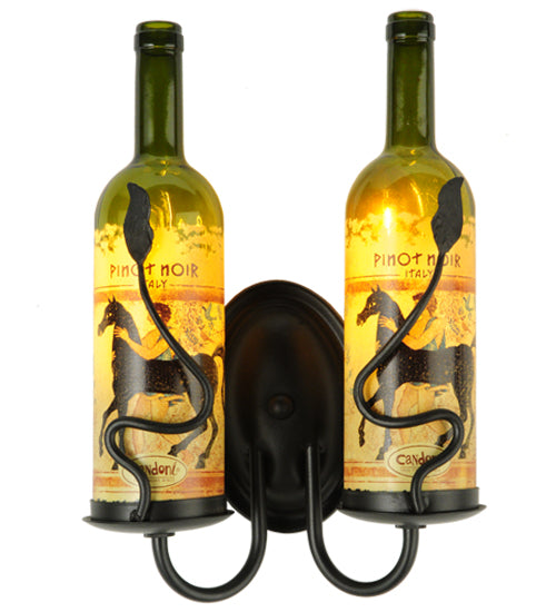 9"W Tuscan Vineyard Personalized 2 Lt Wine Bottle Wall Sconce