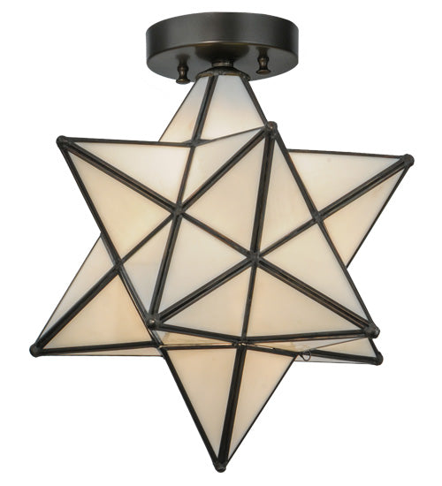 12"W Moravian Star White Flushmount