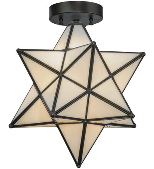 12"W Moravian Star White Flushmount