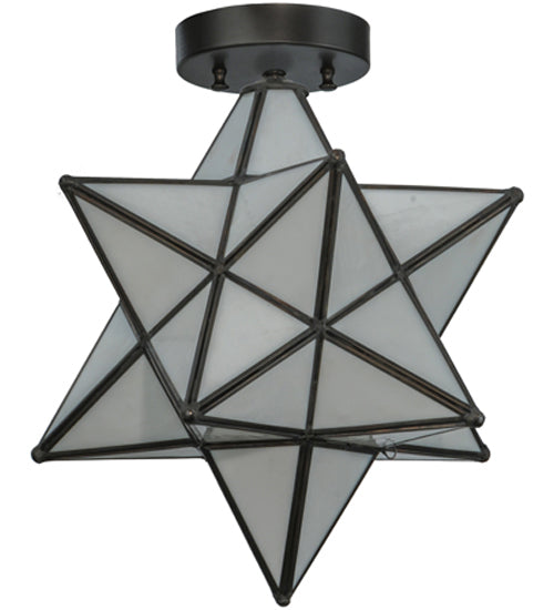 12"W Moravian Star White Flushmount