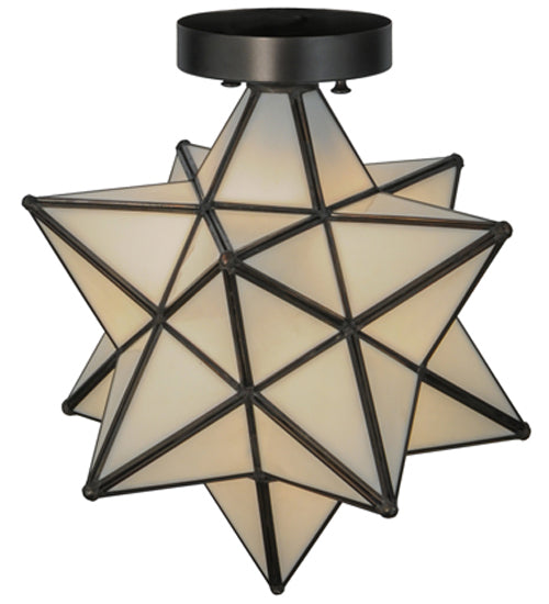 12"W Moravian Star White Flushmount