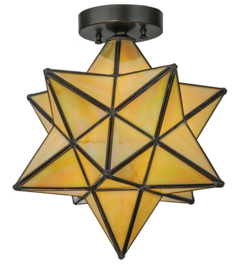 12"W Moravian Star Beige Iridescent Flushmount