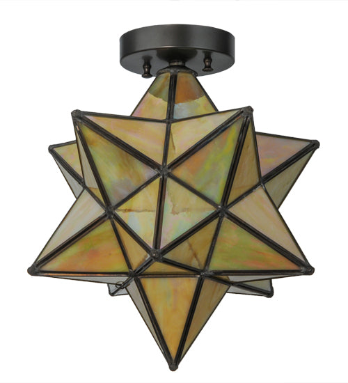 12"W Moravian Star Beige Iridescent Flushmount