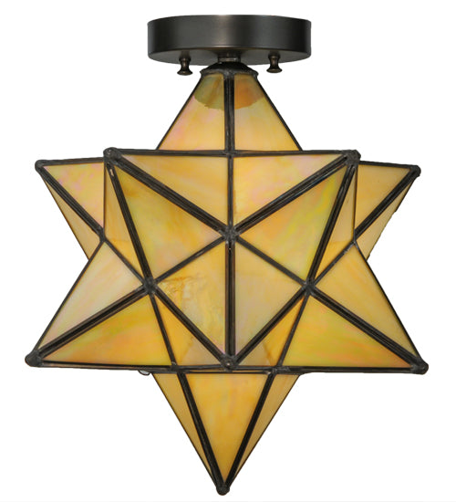 12"W Moravian Star Beige Iridescent Flushmount