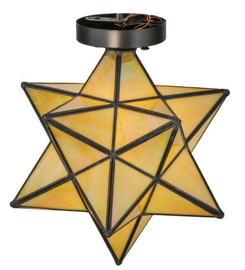 12"W Moravian Star Beige Iridescent Flushmount