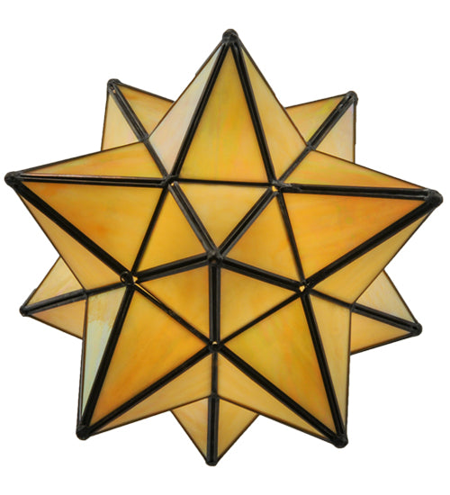 12"W Moravian Star Beige Iridescent Flushmount