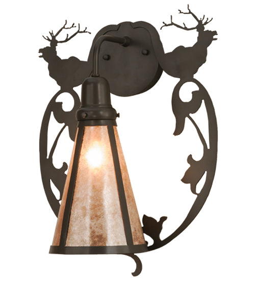 14"W Wild Elks Wall Sconce