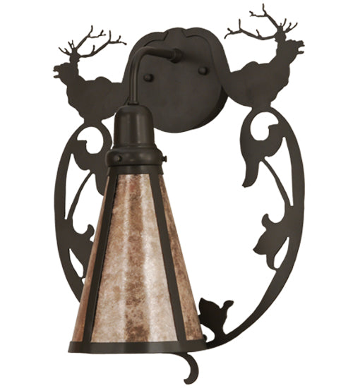 14"W Wild Elks Wall Sconce