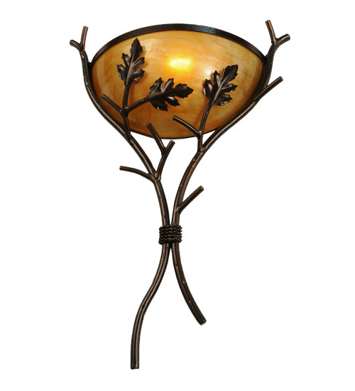 15"W Oak Branch Wall Sconce