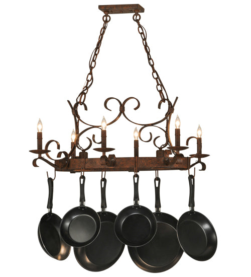 36" Long Handforged Oval 6 Light Pot Rack