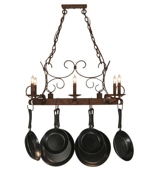 36" Long Handforged Oval 6 Light Pot Rack