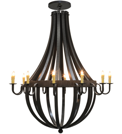 72"W Barrel Stave Metallo 12 Lt Chandelier