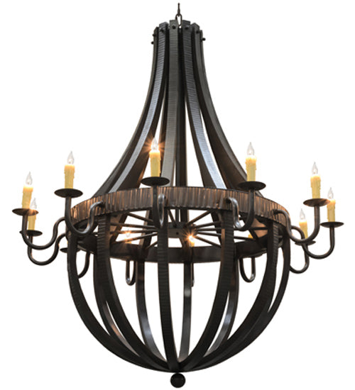 72"W Barrel Stave Metallo 12 Lt Chandelier