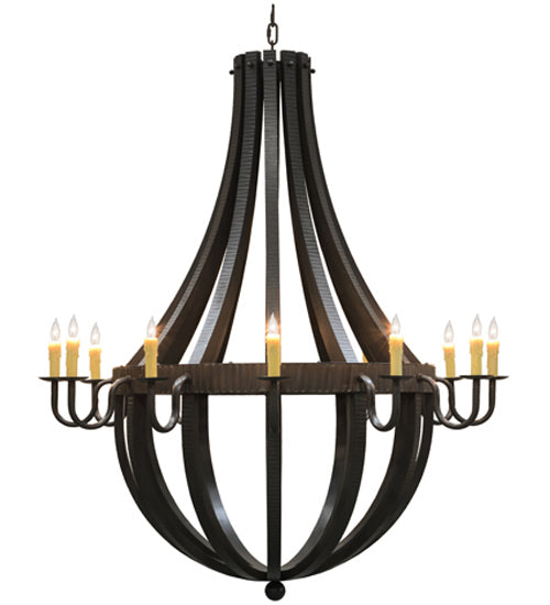 72"W Barrel Stave Metallo 12 Lt Chandelier