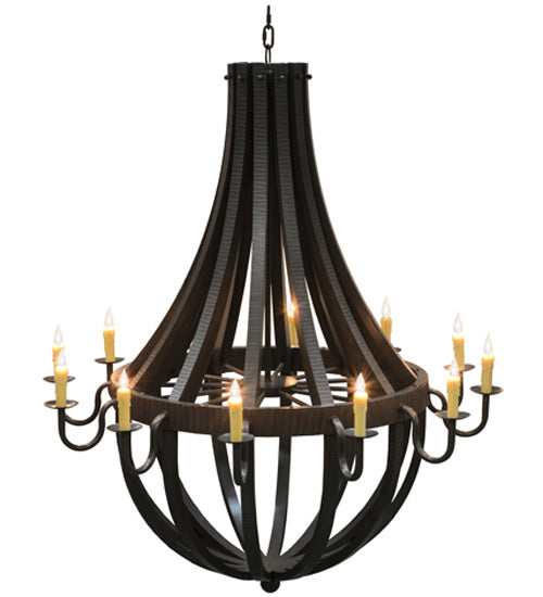 72"W Barrel Stave Metallo 12 Lt Chandelier