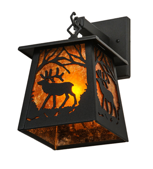 7"W Elk At Dawn Hanging Wall Sconce