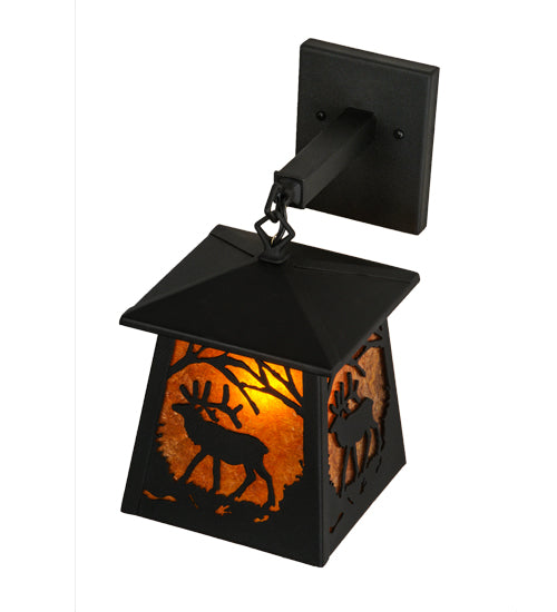 7"W Elk At Dawn Hanging Wall Sconce