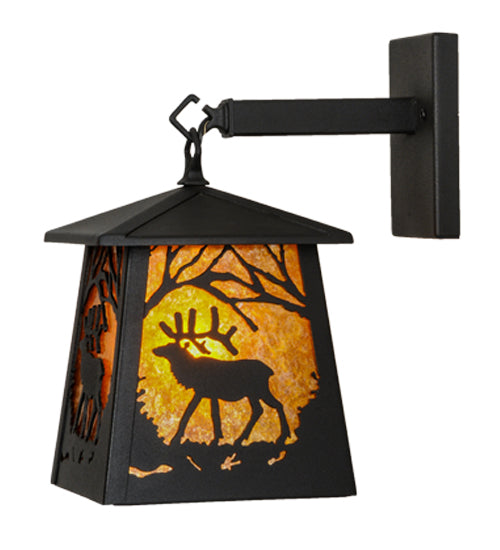 7"W Elk At Dawn Hanging Wall Sconce