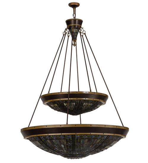 45"W Fleur-De-Lis Two Tier Inverted Pendant