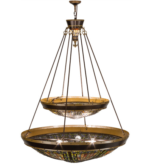 45"W Fleur-De-Lis Two Tier Inverted Pendant